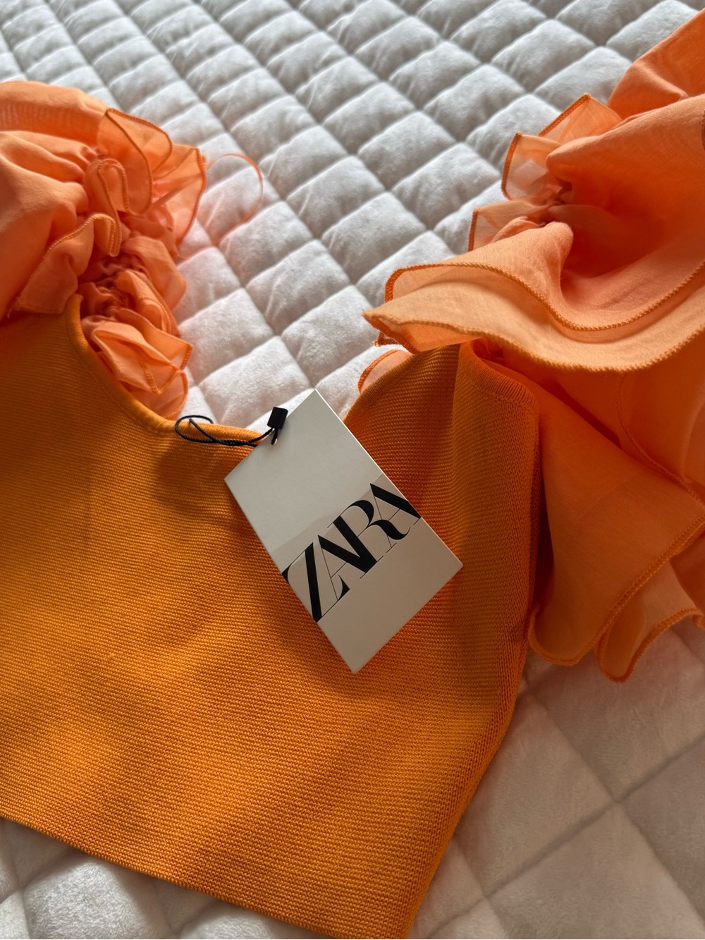 NWT Zara Orange Ribbed Knit V-Neck Sweater Long Sleeve Size S 2142/065/615